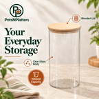 Medium Glass Storage Jar with Wooden Lid – 1050ml