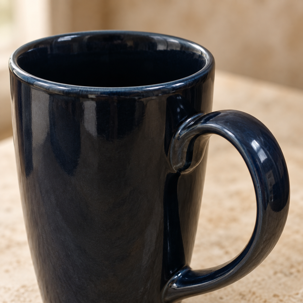 Tall Dark Glossy Mug — detail view