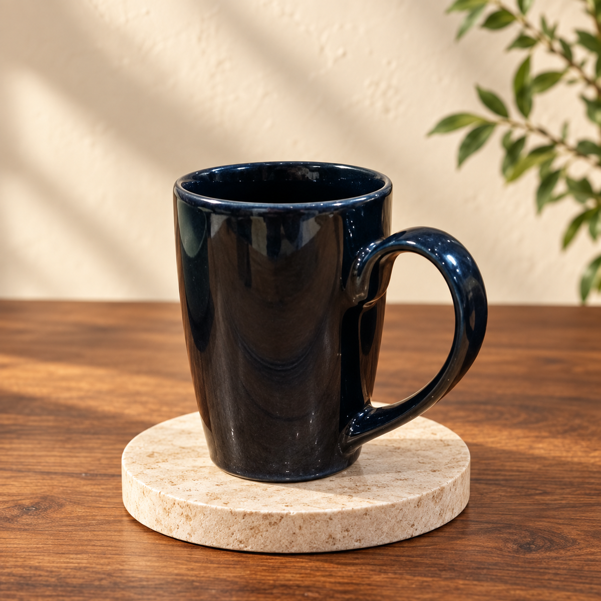 Tall Dark Glossy Mug — campaign photograph
