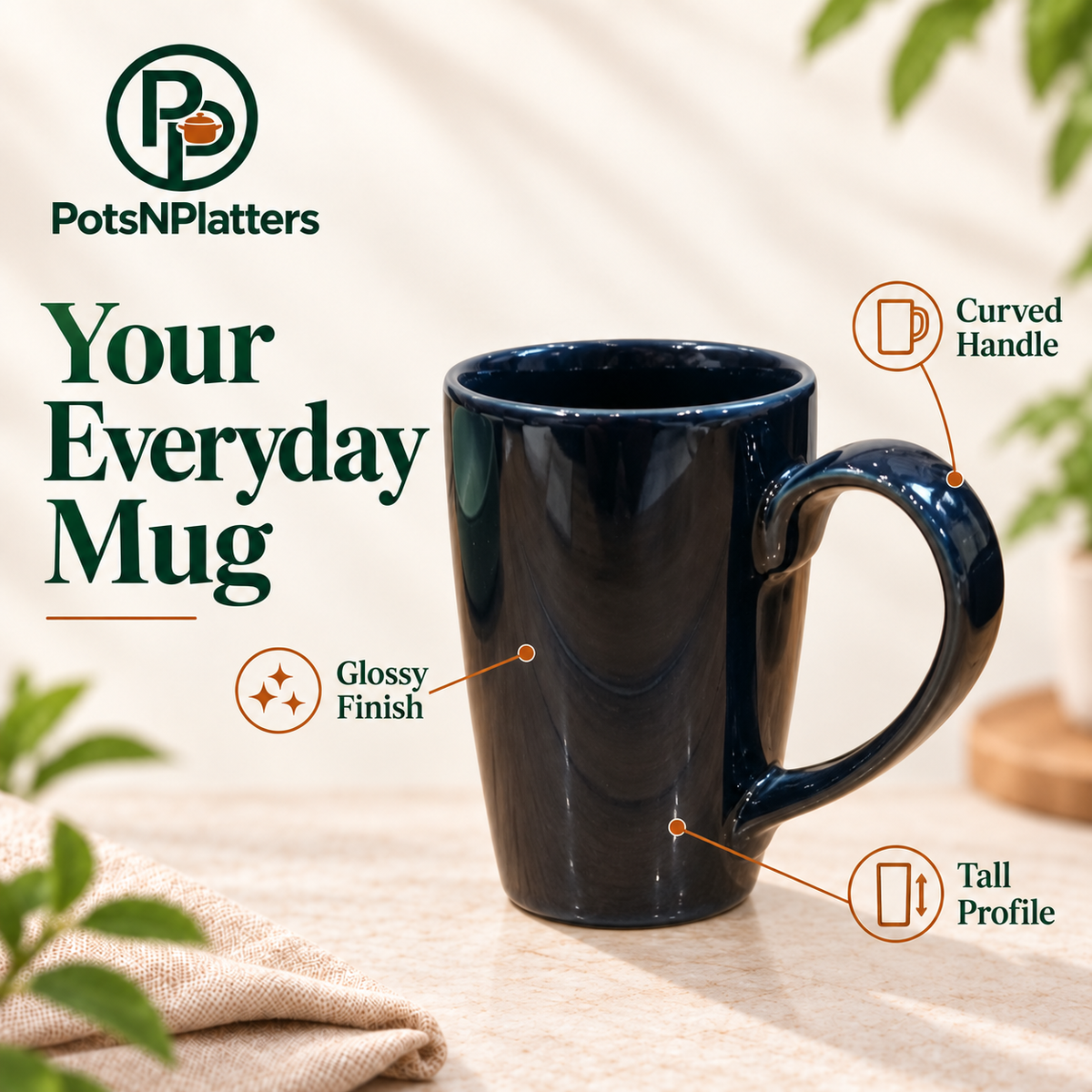Tall Dark Glossy Mug — feature overview