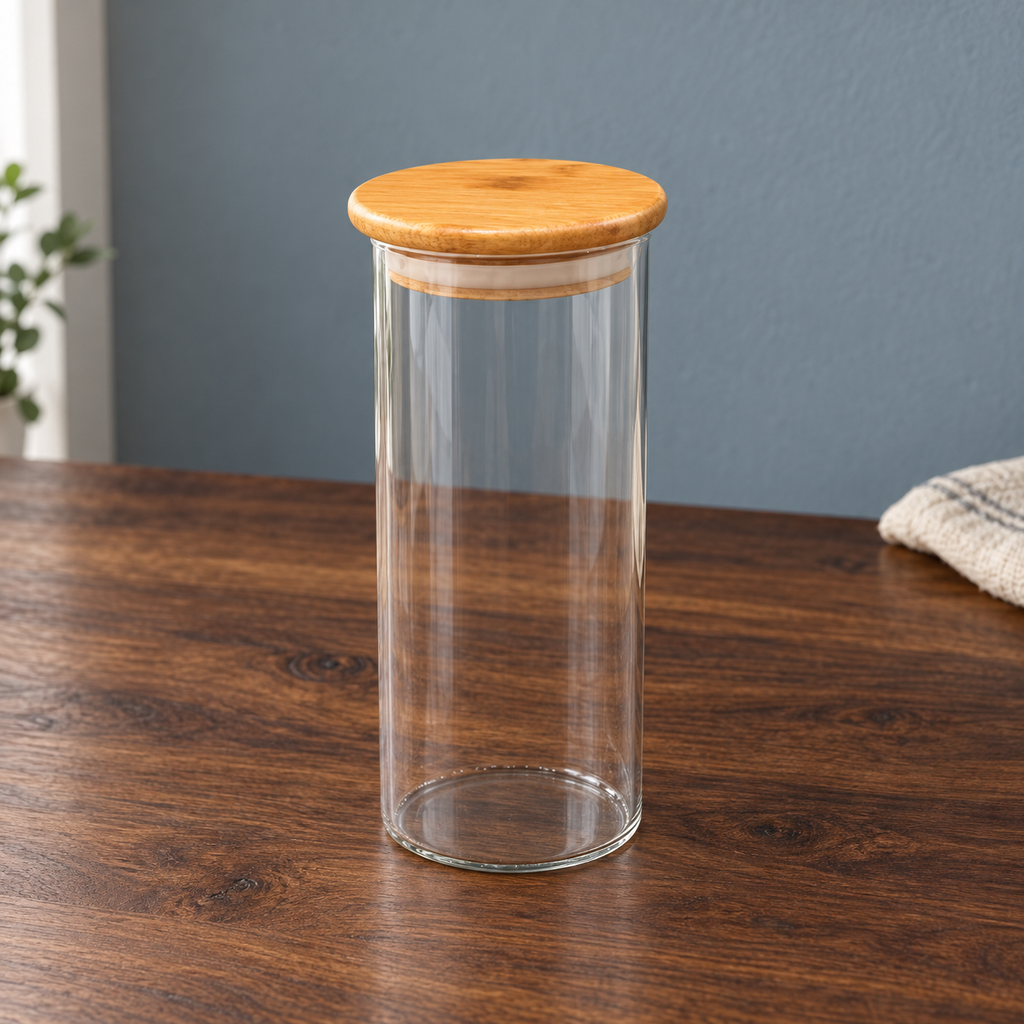 Large Glass Storage Jar with Wooden Lid – 1300ml