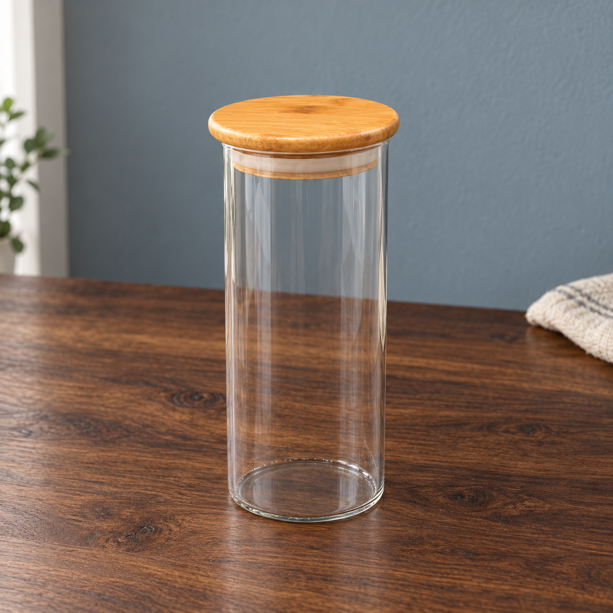 Large Glass Storage Jar with Wooden Lid – 1300ml