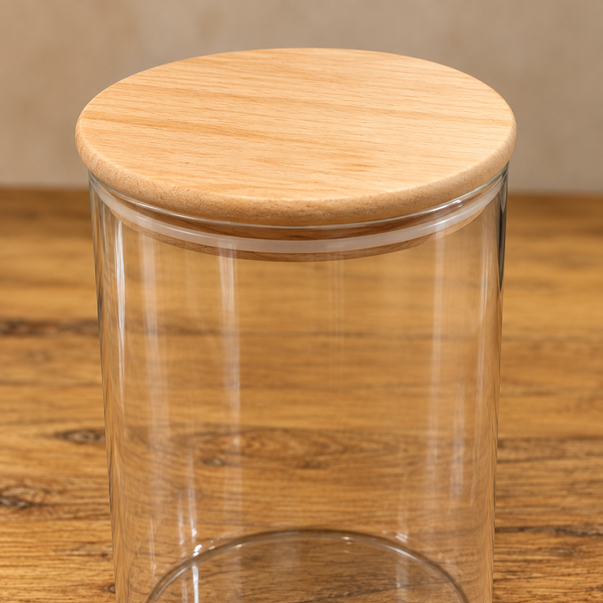 Medium Glass Storage Jar with Wooden Lid – 1050ml