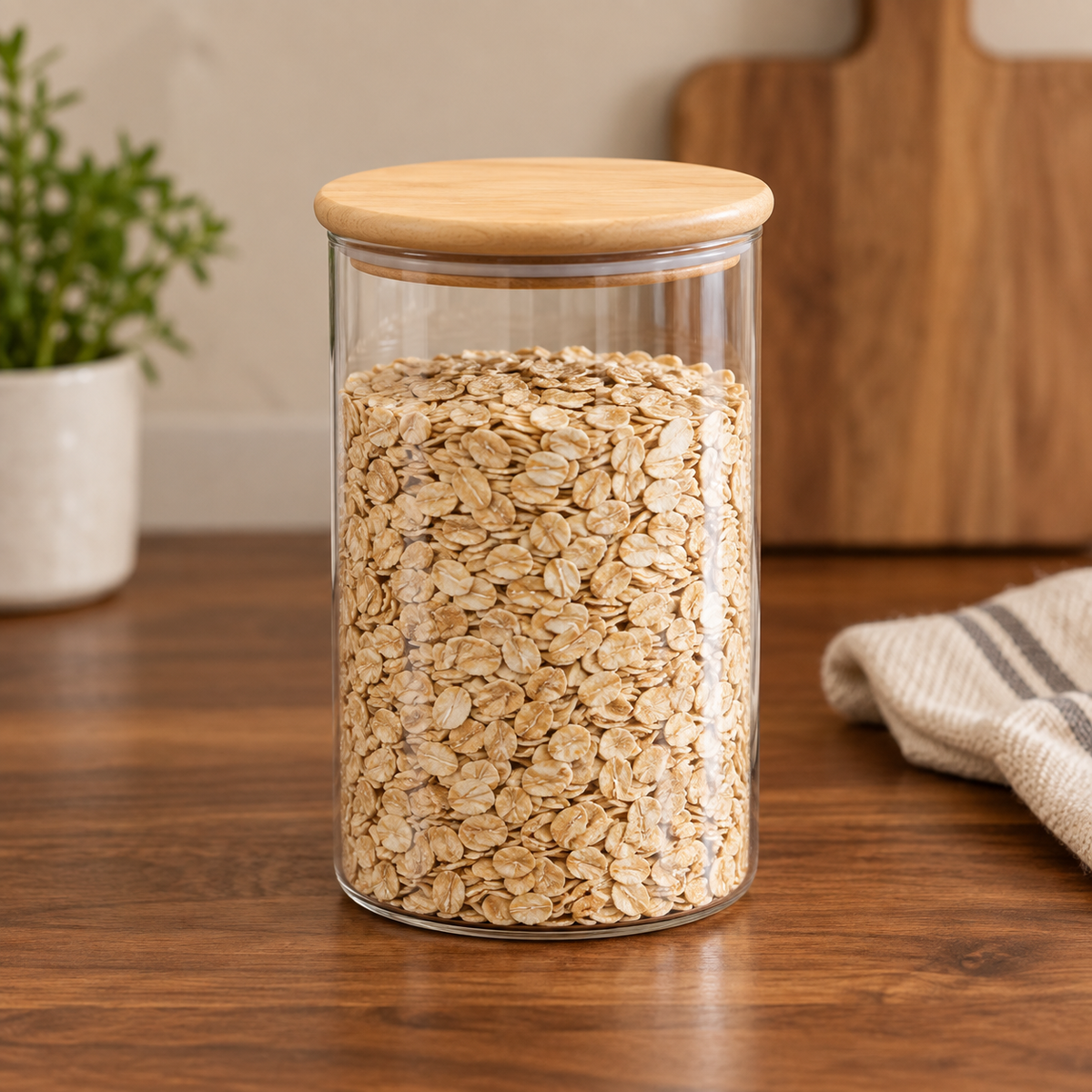 Medium Glass Storage Jar with Wooden Lid – 1050ml