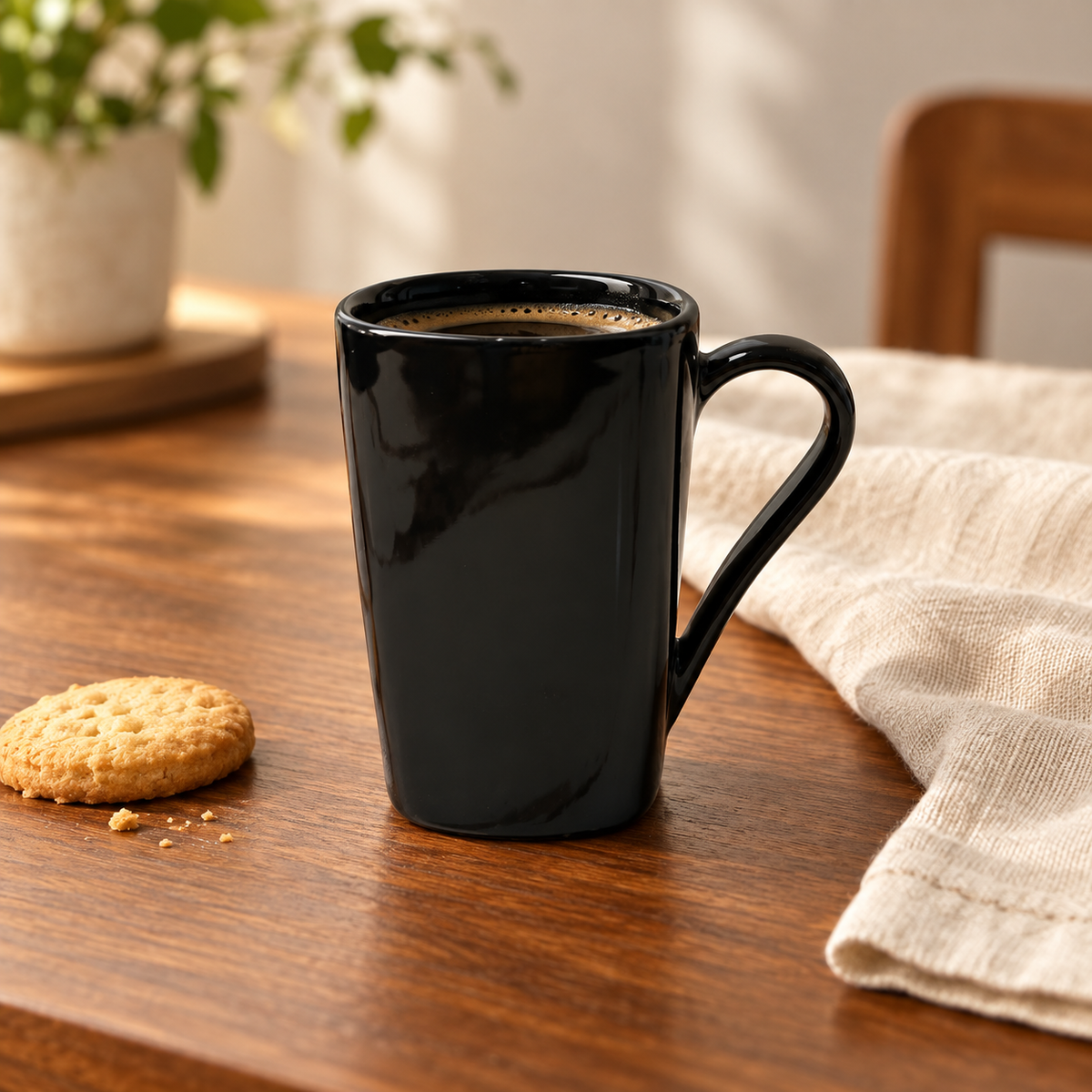 Black Everyday Mug — filled