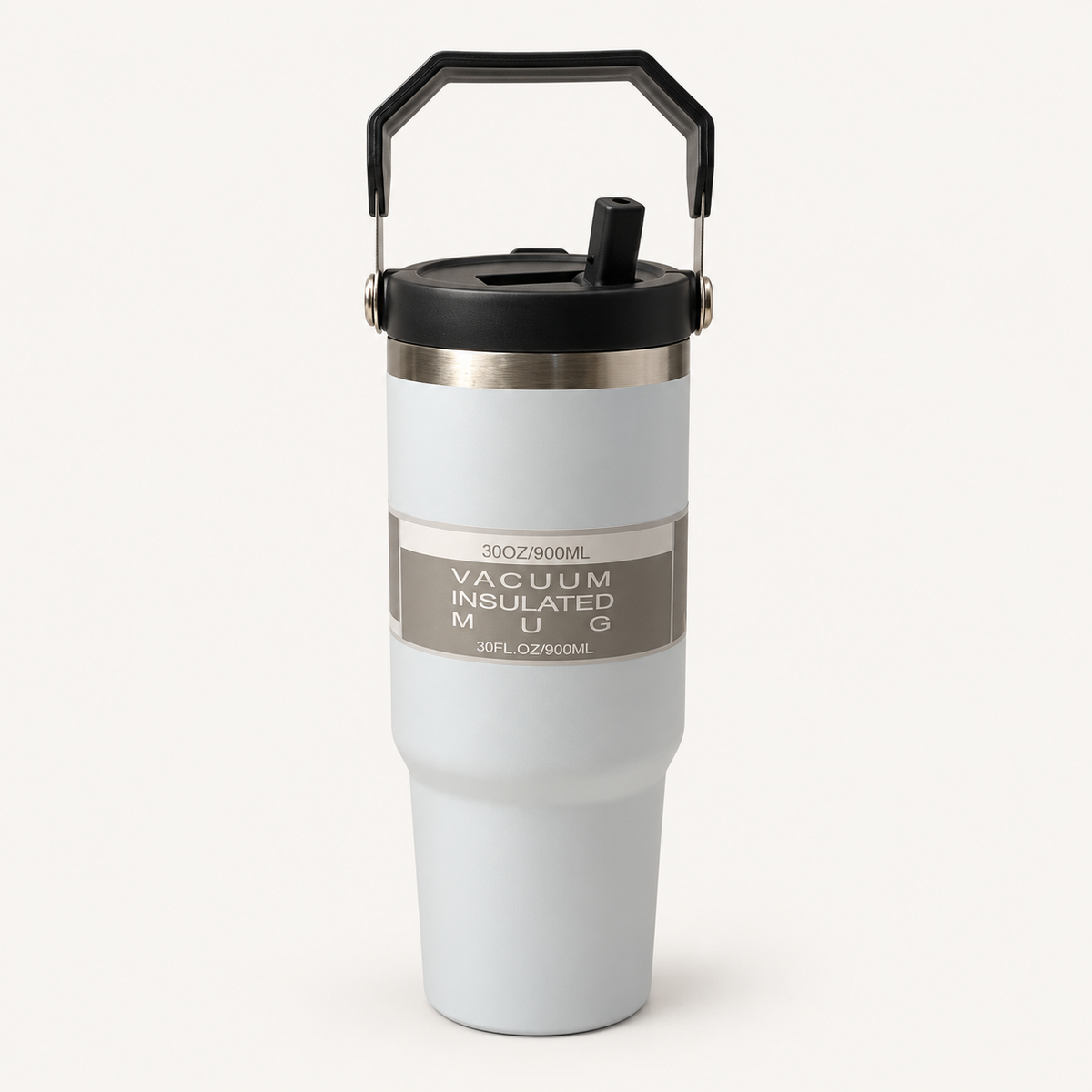 Light Grey Travel Tumbler with Carry Handle — front