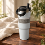 Light Grey Travel Tumbler with Carry Handle — premium