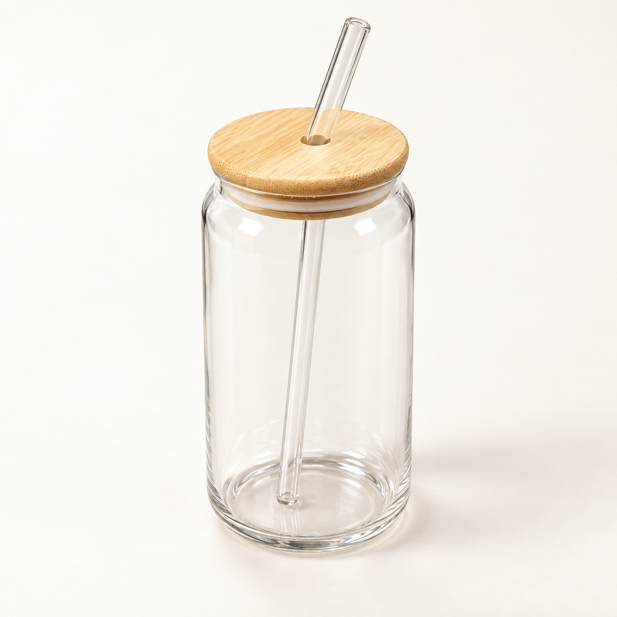 Glass Sipper with Wooden Lid & Reusable Straw