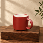 Red Mug with Cream Interior — campaign photograph
