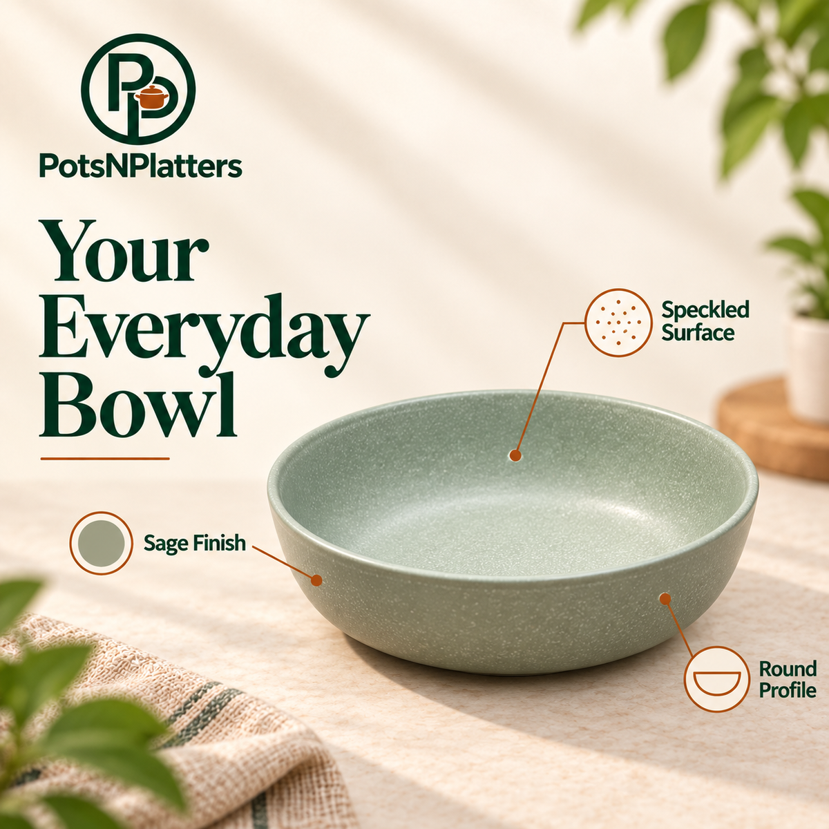 Sage Speckled Bowl — feature overview